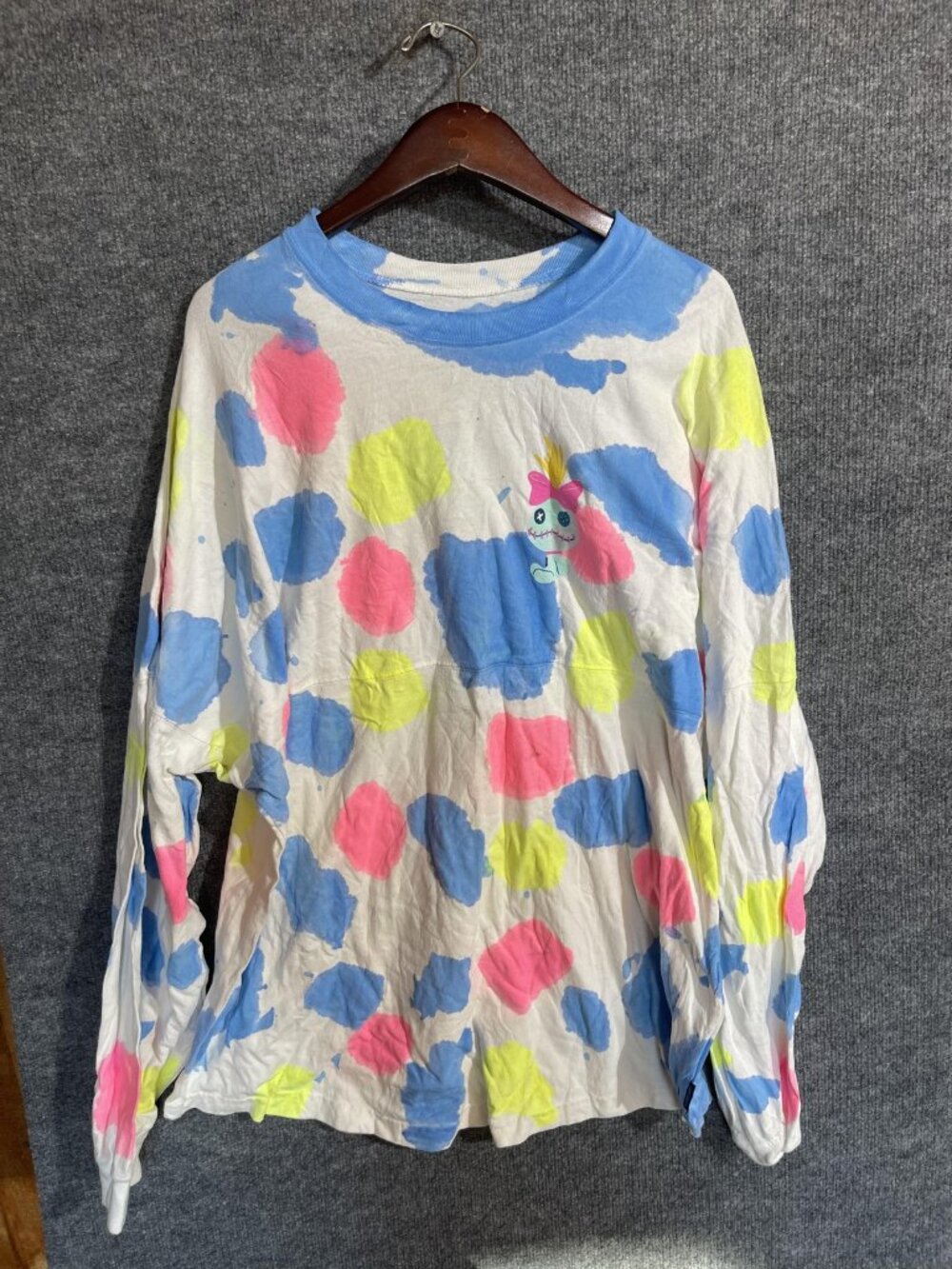 Disney Shirt Womens XXL Multicolor Ohana Stitch Scrump Polka Dot Long Sleeve Tee